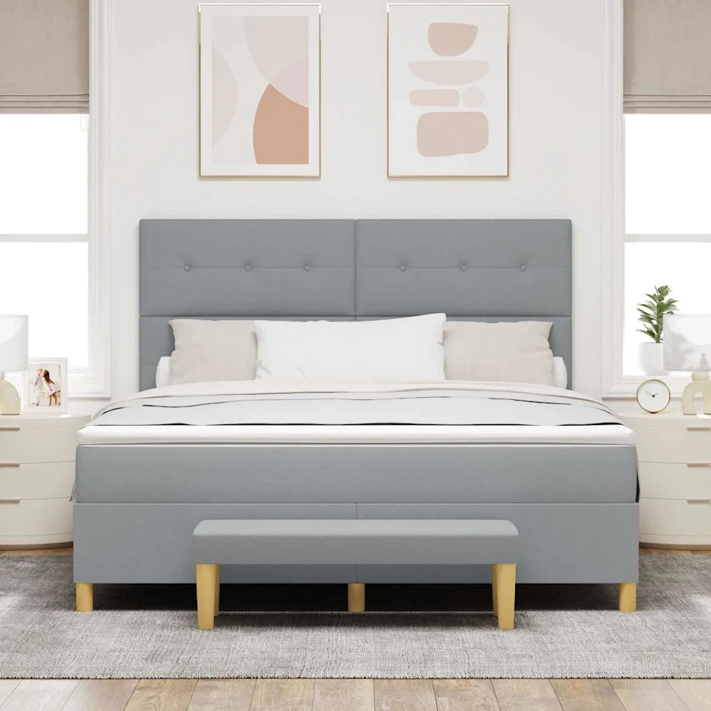 Letto a molle con materasso Grigio chiaro 180 x 200 cm Tessuto