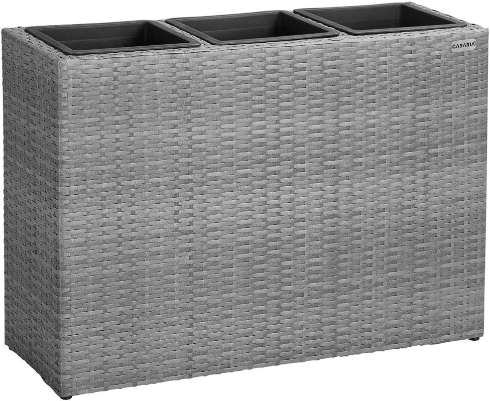 ® Fioriera 3 Vasi 83 x 30,5 x 60 cm Polyrattan Portafiori Giardino Esterno Interno Drenaggio Acqua Arredo Giardinaggio
