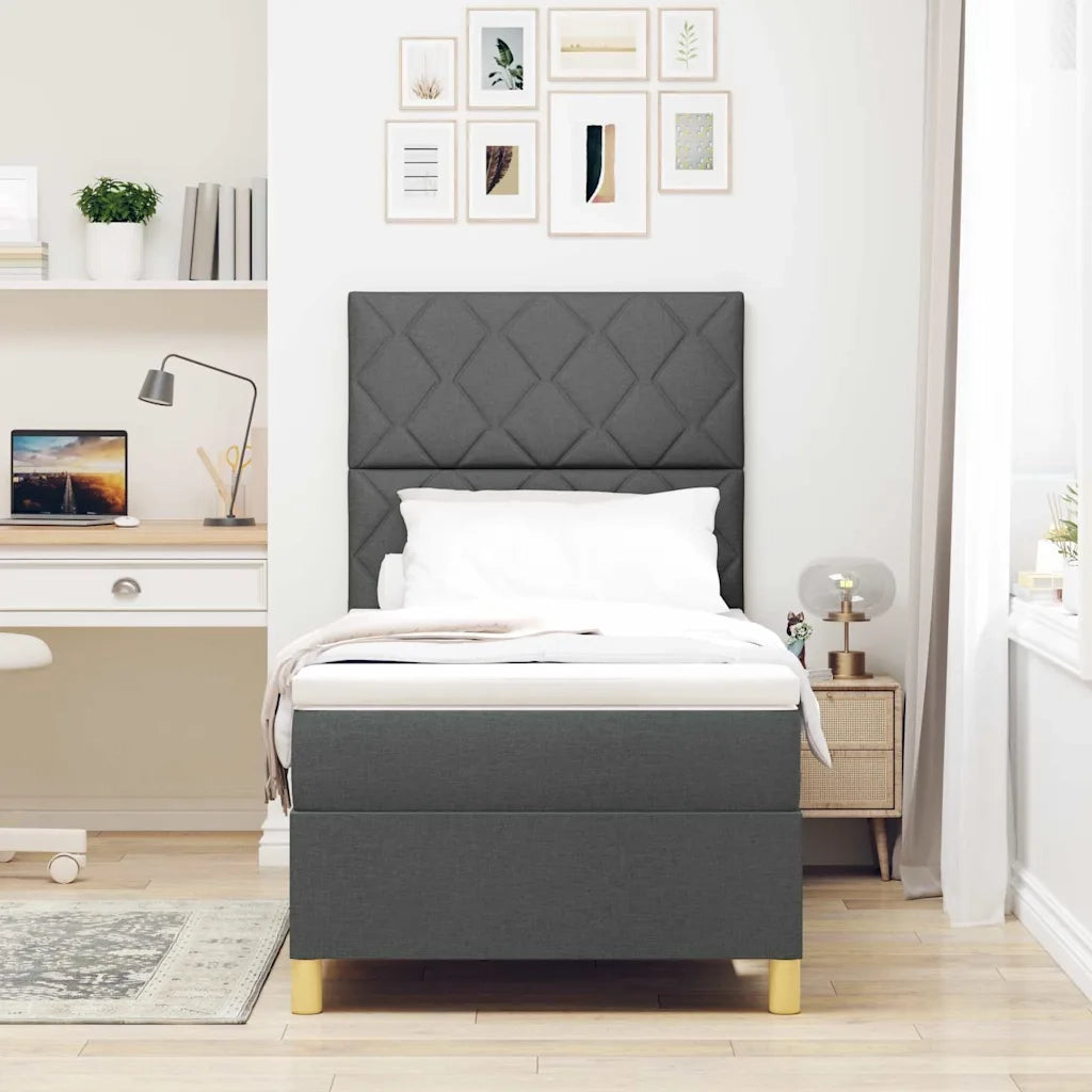 Letto a molle con testiera Grigio scuro 90 x 190 cm Tessuto 3339659