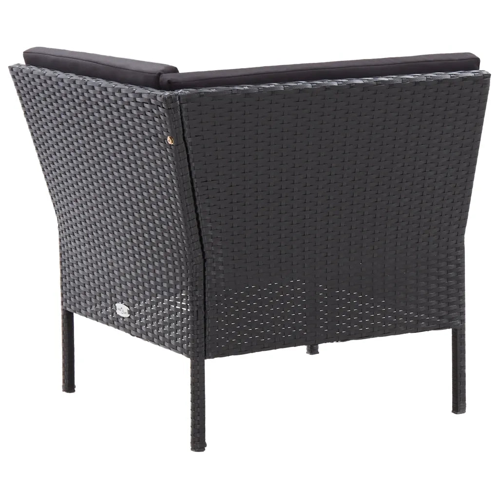 Set Divani da Giardino 6 pz con Cuscini in Polyrattan Nero cod mxl 40879