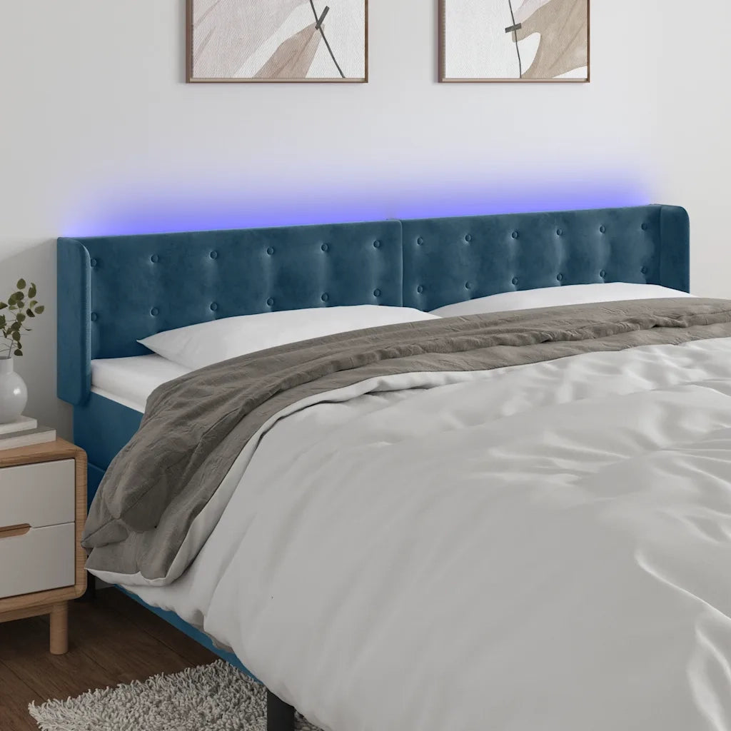 Testiera a LED-Testata con LED Blu Scuro 183x16x78/88 cm in Velluto 467383