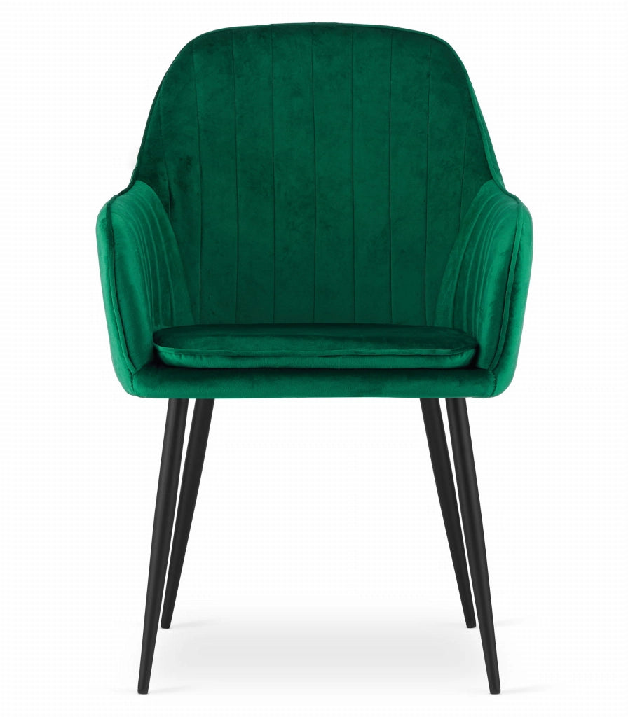 Sedia VALORA LUGO - Velluto verde con gambe nere