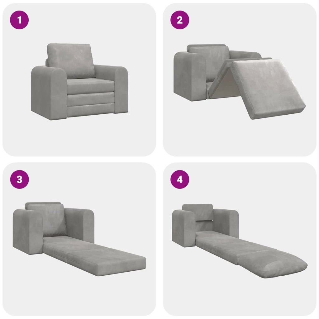 Divano letto | Sof¨¤ letto | Letto singolo Grigio chiaro 98 x 71 x 83 cm Velluto