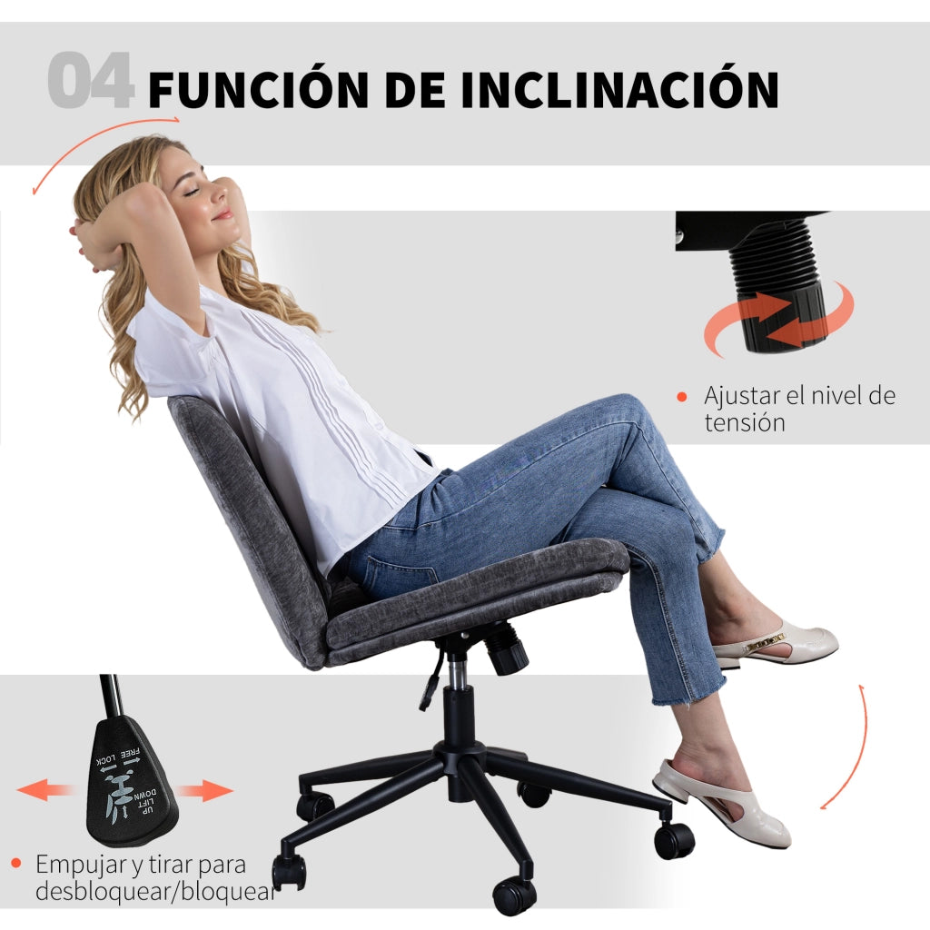 Sedia da Ufficio con Seduta Larga ¨C Zephmum ¨C Grigio, Tessuto, 65x65x110