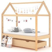 Giroletto per Bambini con Cassetto-Struttura Letto Bambini con contenitore in Pino Massello 70x140 cm