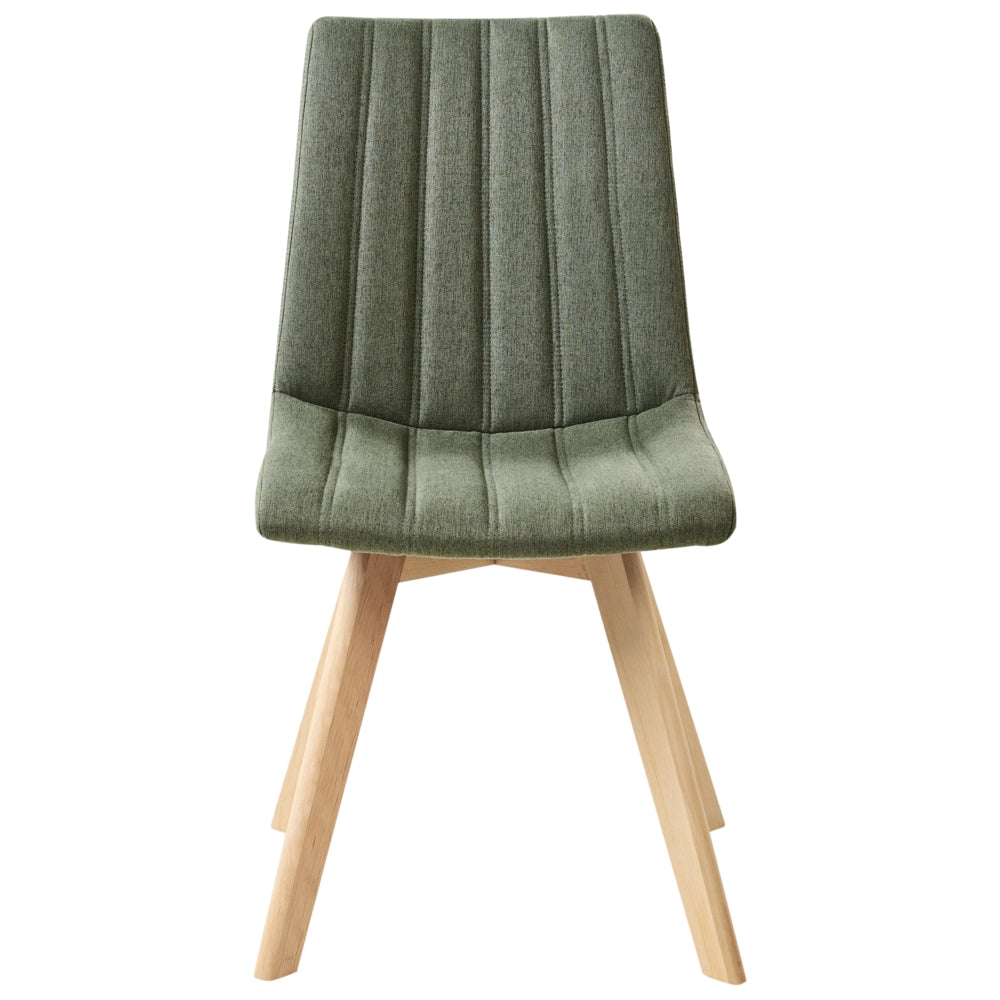 Set di 2 Sedie da Pranzo Tessuto verde scuro e Gambe in Legno Imbottitura verticale Schienale curvo