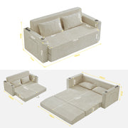 DIVANO LETTO 2-IN-1 CLAPABILE IN CHENILLE BEIGE CON USB E 2 CUSCINI