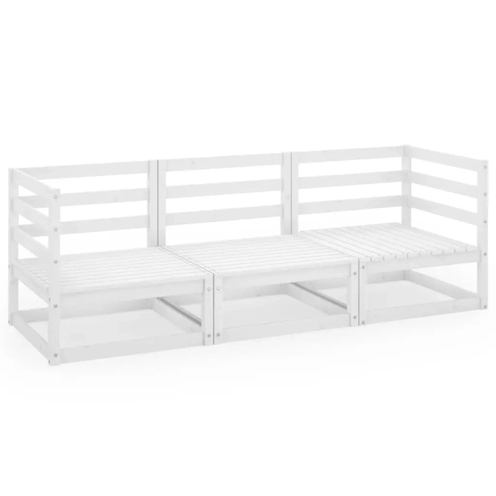 Divano da Giardino a 3 Posti-Sofa da Giardino-Divano da esterno Bianco in Legno Massello di Pino