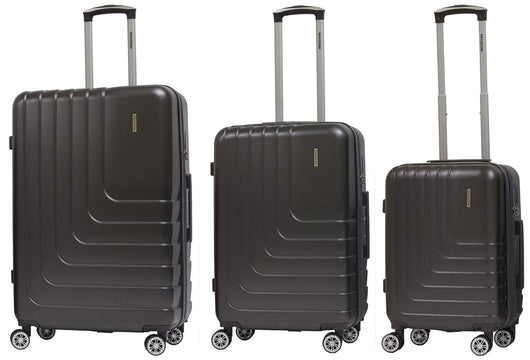 Set 3 Valigie Trolley Rigide in ABS 4 Ruote TSA Ravizzoni Titanio Grigie