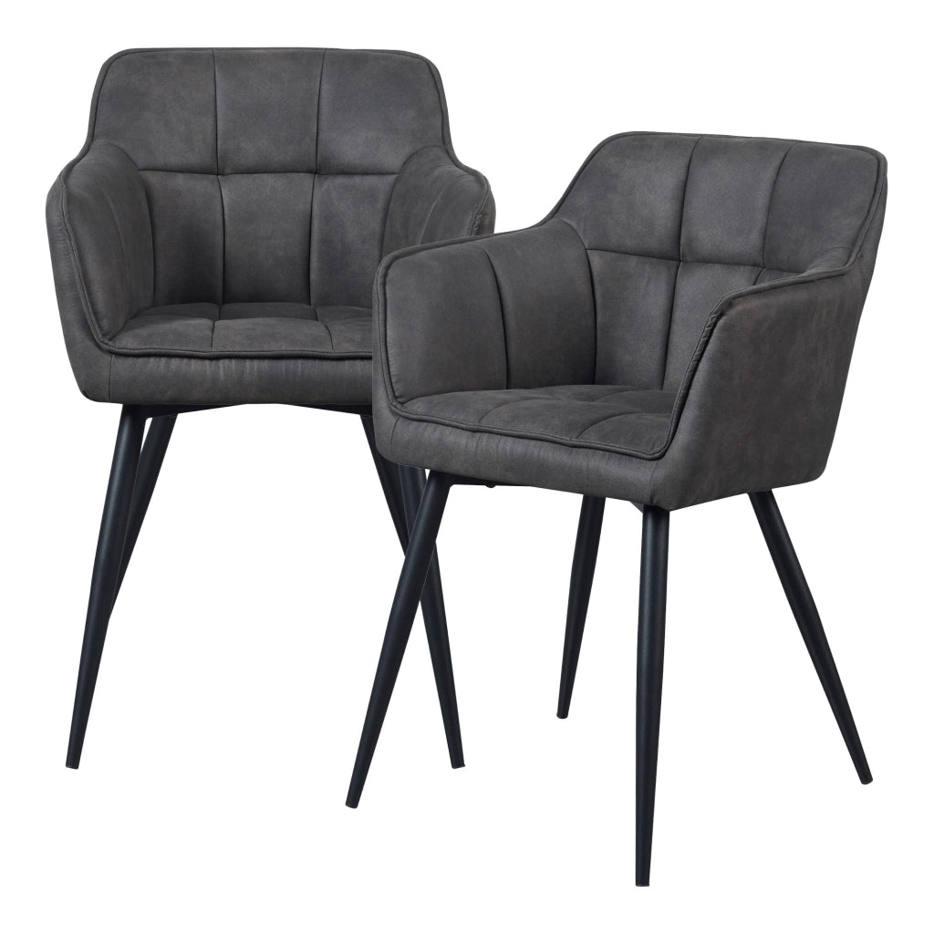 Set di 2 Sedie per Sala Pranzo Birmingham Effetto Velluto Grigio Scuro [en.casa]