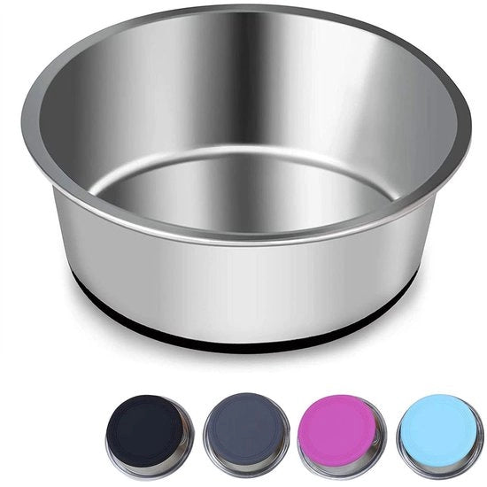 Bacino per cani in acciaio inossidabile, grande bacino per cibo e acqua con fondo antiscivolo in silicone, adatto per grandi e medi cani.
