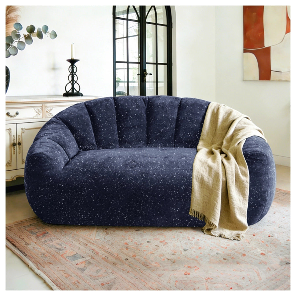 Pouf poltrona sacco con seduta ampia design ergonomico per soggiorno camera da letto e zona relax in flanella blu