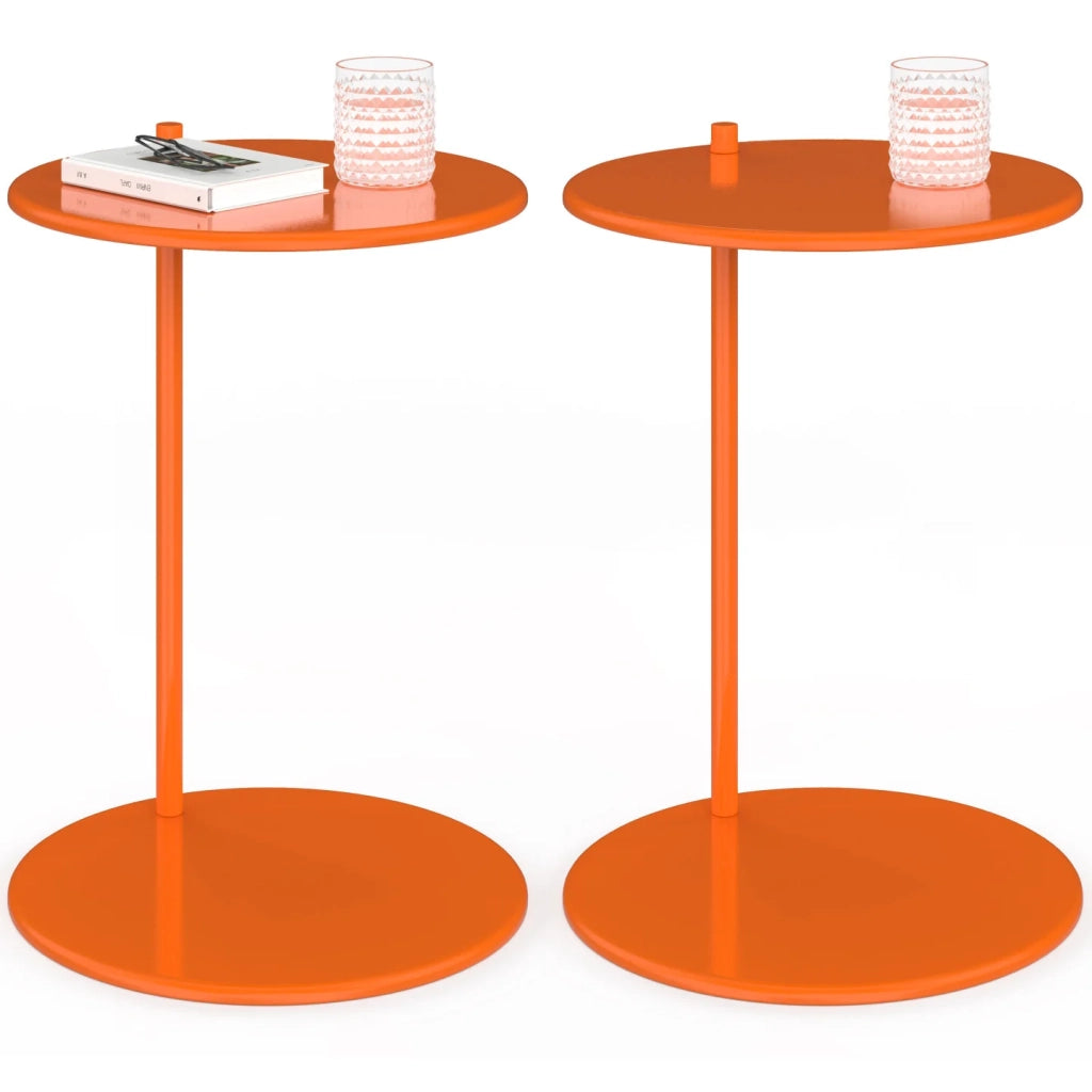 IDMarket - Set di 2 tavolini rotondi, tavolini da salotto, comodini LEONTINE da 40 cm in metallo arancione