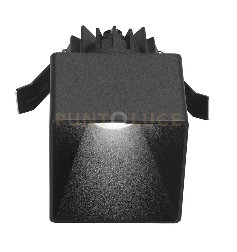 GFA364-FARETTO LED AD INCASSO QUADRATO 7X7CM NERO 3000K 400LM 9W IP54