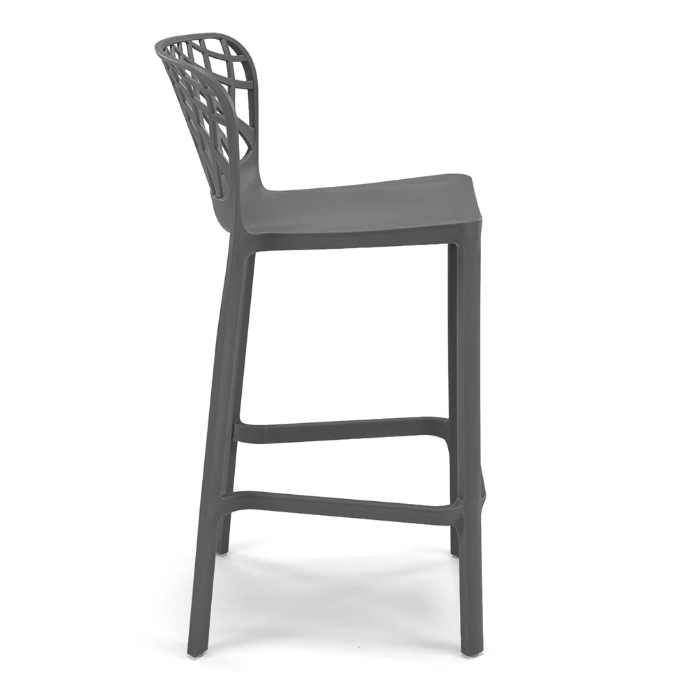 Sgabello Grigio Metal in polipropilene ARKO con poggiapiedi H65, MADE IN ITALY, resistente ai raggi UV, design moderno, ideale per sala da pranzo, cucina, bar, ristoranti o giardino