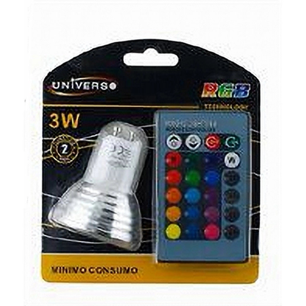 Trade Shop - Lampadina Led Gu10 3w Faretto Spotlight Rgb Con Telecomando Cromoterapia Gu10-rgb -