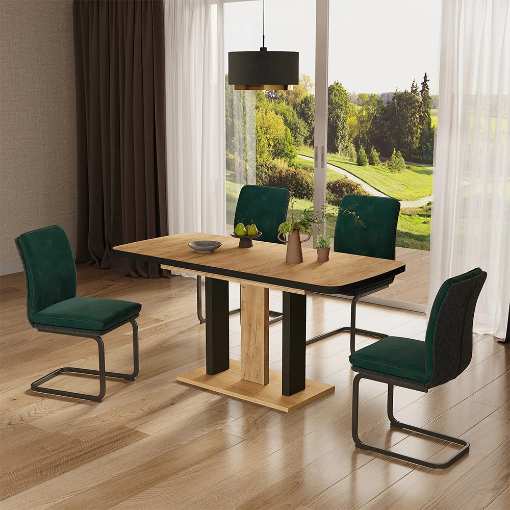 Vicco Tavolo da pranzo Estensibile Rovere nero/oro 120/160 x 80 cm 2 parti