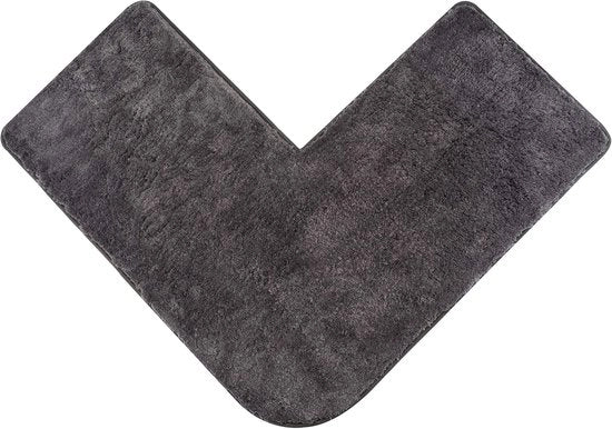 mat bad anti-scivolo per angoli doccia, alta vasca di microfibra, fondo antiscivolo (L-shape | misura interna 50 x 50 cm, antracite)