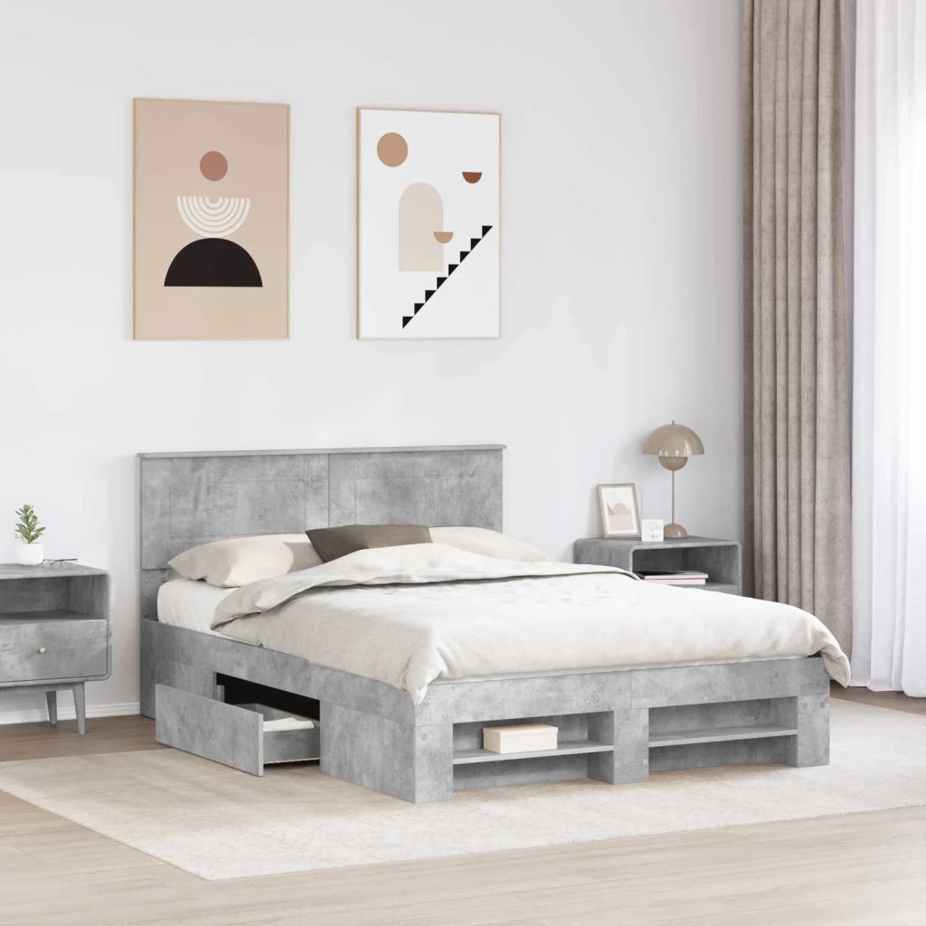 Struttura del letto con testiera Grigio cemento 140 x 200 cm 3408756