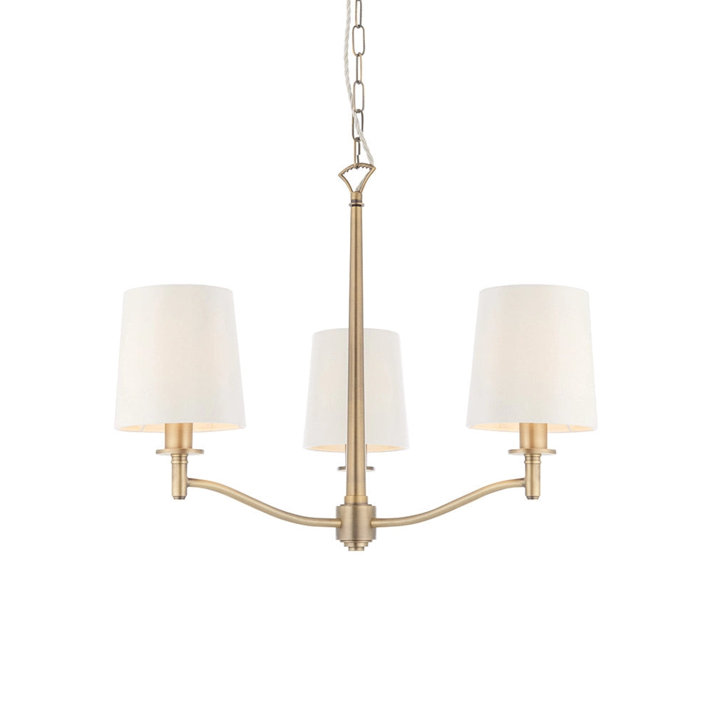 Lampadario 3 luci ottone antico opaco E14 Ortona Endon
