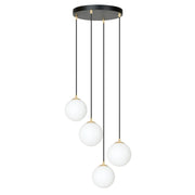 Lampadario Emibig Royal 4, 4xE14, vetro bianco nero oro