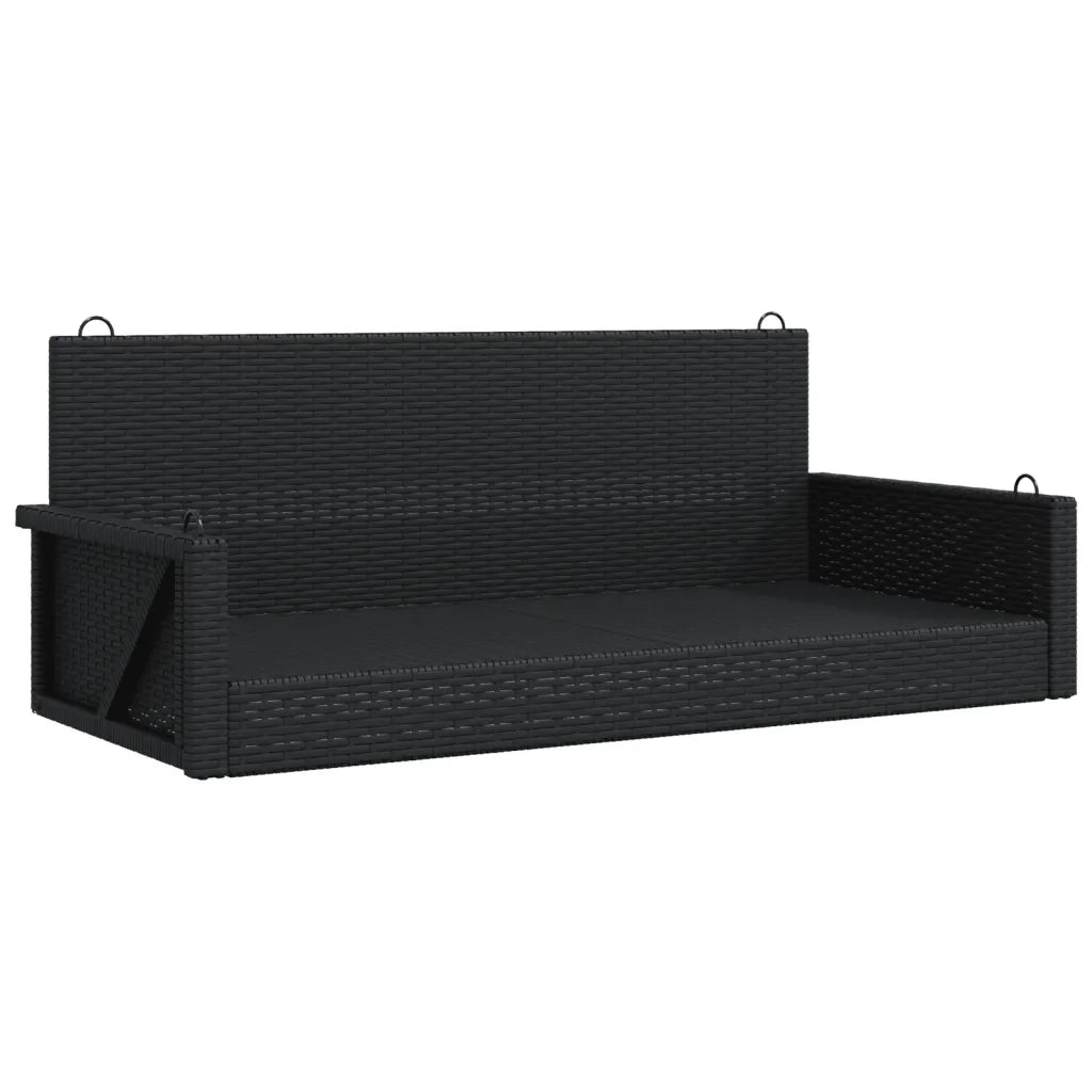 Panchina a Dondolo Nera 119x56x48 cm in Polyrattan 365625