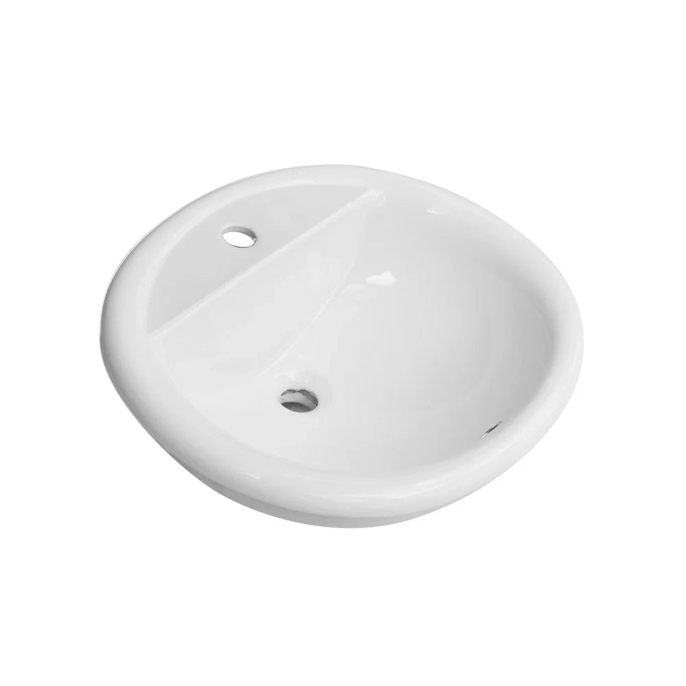 Lavabo sopra-piano bianco con foro rubinetto cm 57x48