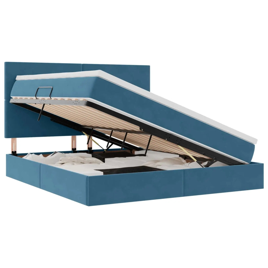 Letto con contenitore e materasso Blu Scuro 180 x 200 cm