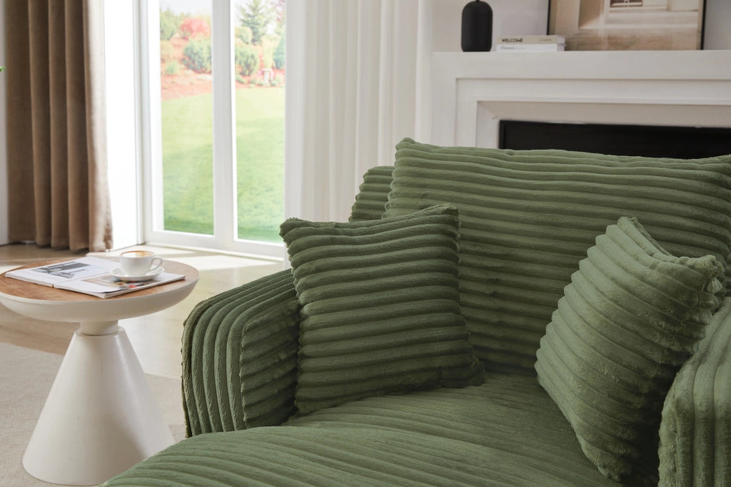 Chaiselongue in tessuto a coste, senza montaggio, verde, 127 cm