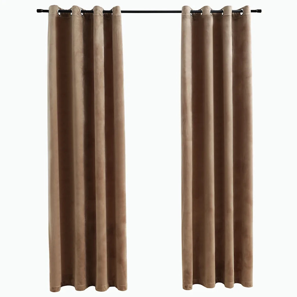 Tende Oscuranti con Anelli 2 pz Beige in Velluto 140x245 cm cod mxl 62819