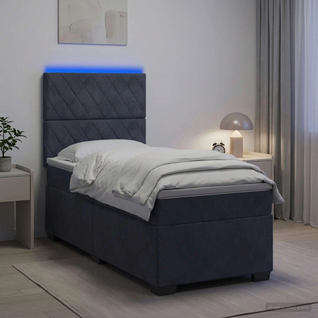 Letto box spring con materasso Grigio Scuro 100 x 200 cm 3455043