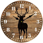 Orologio da parete con silhouette di cervo, orologio analogo decorativo non ticchettante di legno, orologio da parete stampato su MDF per casa, soggiorno, camera da letto, ufficio casalingo, decorazione, diametro 300 mm, marrone