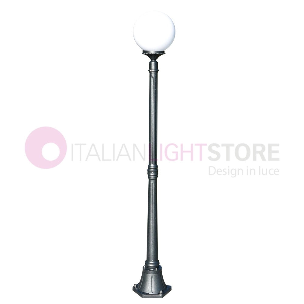 ORIONE ANTRACITE Lampione h. 172 per Esterno Giardino con sfera globo policarbonato d.25 GARDENLIGHT
