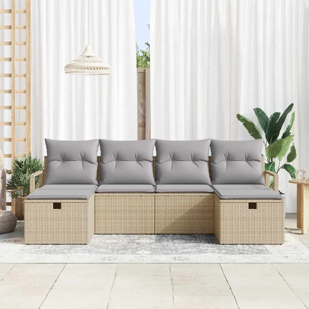 Set di divani 6 pcs Beige e Grigio Chiaro polyrattan 3359219