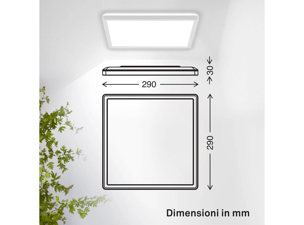 Plafoniera LED Ultrapiatta Quadrata con Retroilluminazione Indiretta Luce Bianco Neutro Impermeabile IP44 per Bagno e Cucina, 29x29x3 cm Bianco