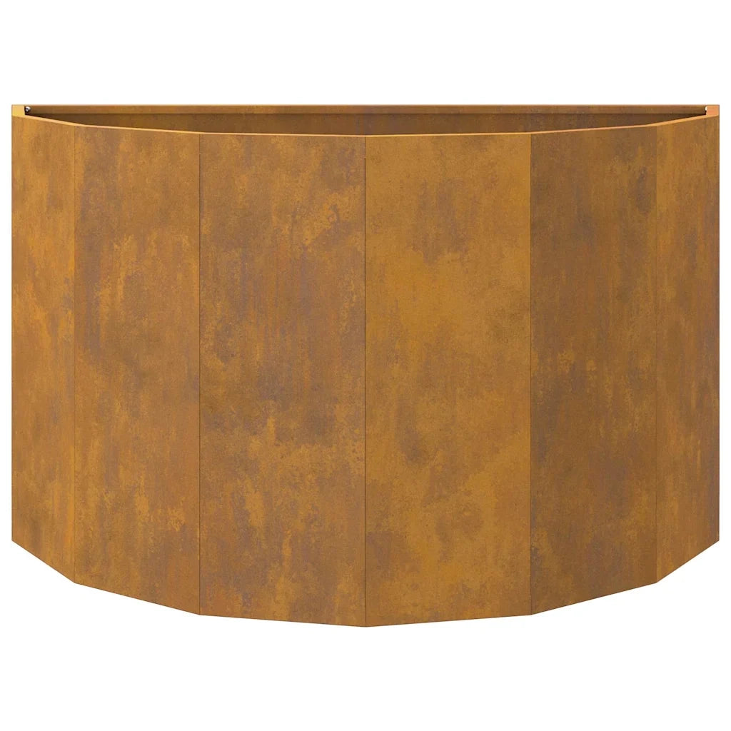 Fioriera semicircolare moderna per esterni 90 x 45 x 50 cm stile contemporaneo in acciaio arrugginito 02_0052956