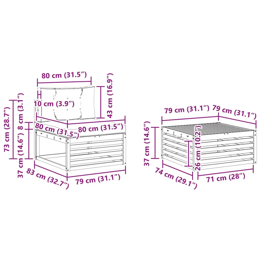 Set di divani da esterno 7 pz Bianco e Antracite 3390082