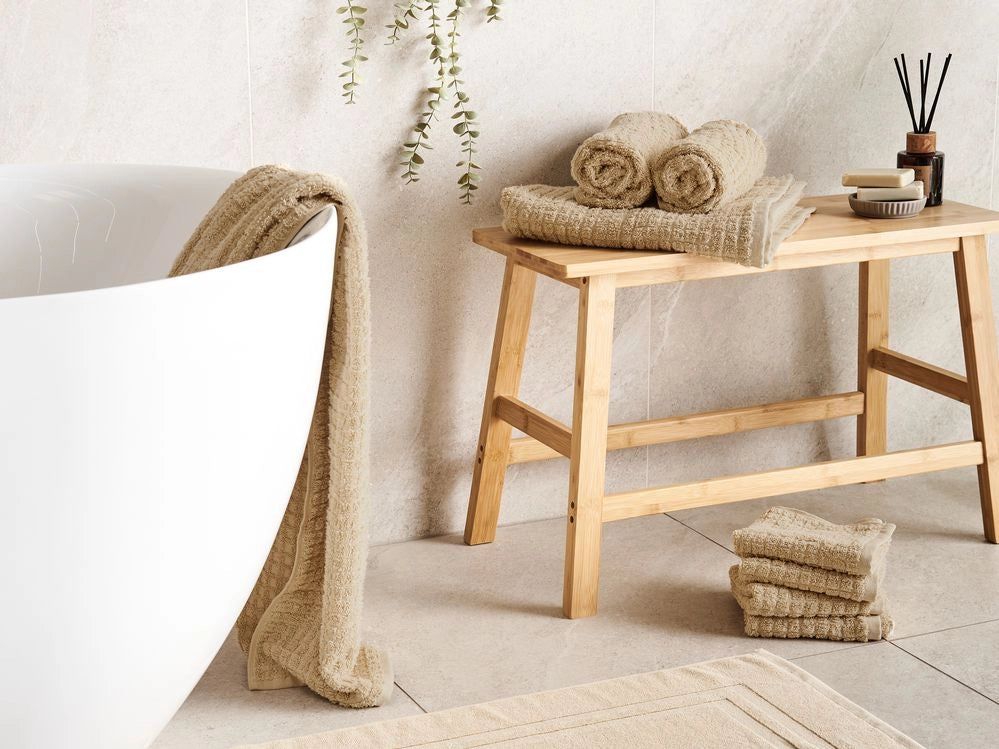 Set di 9 asciugamani Beige Sabbia in cotone per ospiti Asciugamano da bagno e tappetino da bagno