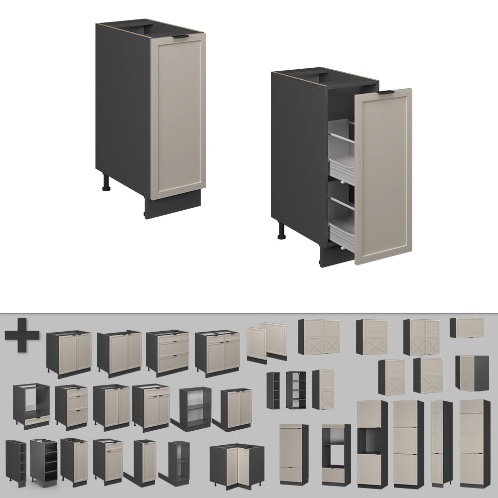 Vicco Armadio cucina dispensa alto GrigioBeige 30 cm senza piano di lavoro
