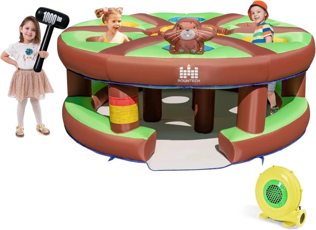 Giocattolo Gonfiabile per Bambini con Acchiappa la Talpa, Castello Gonfiabile per Bambini con Soffiatore, Borsa di Trasporto e Kit di Riparazione, 3-10 anni, 256 x 256 x 120cm
