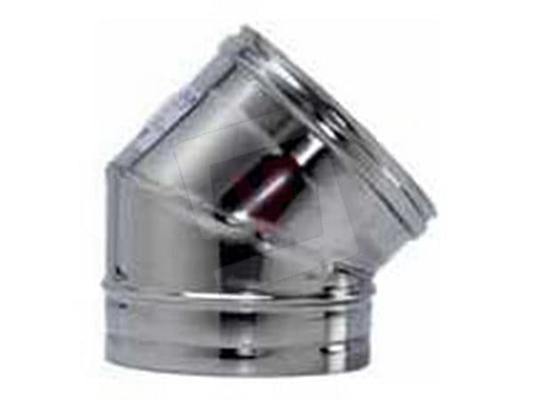 GOMITI A 45 PER STUFE IN ACCIAIO INOX D.8 CANNE FUMARIE