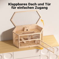 Gabbia per roditori a 3 livelli con tetto apribile 115x60x58cm legno e plexiglas