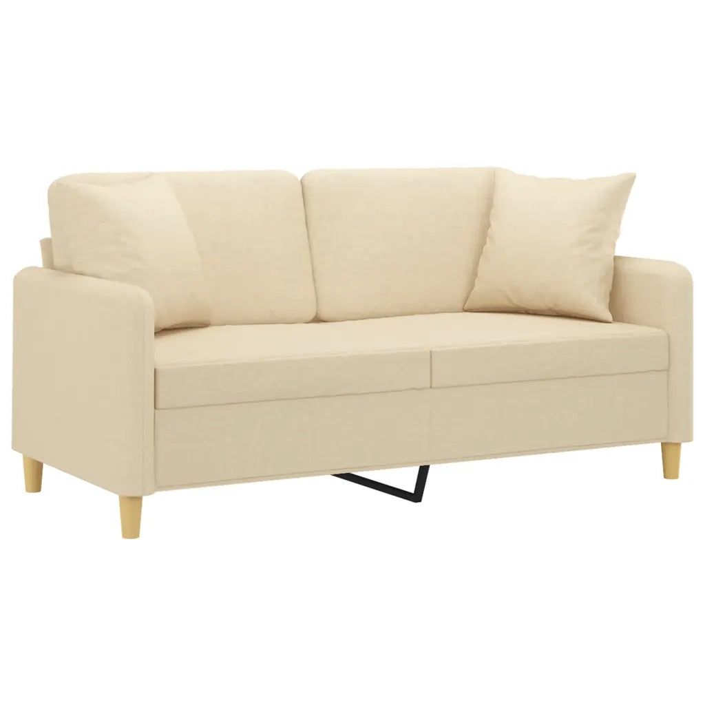 Divano | Divano da soggiorno | Sofa a 2 Posti con Cuscini Crema 140 cm in Tessuto