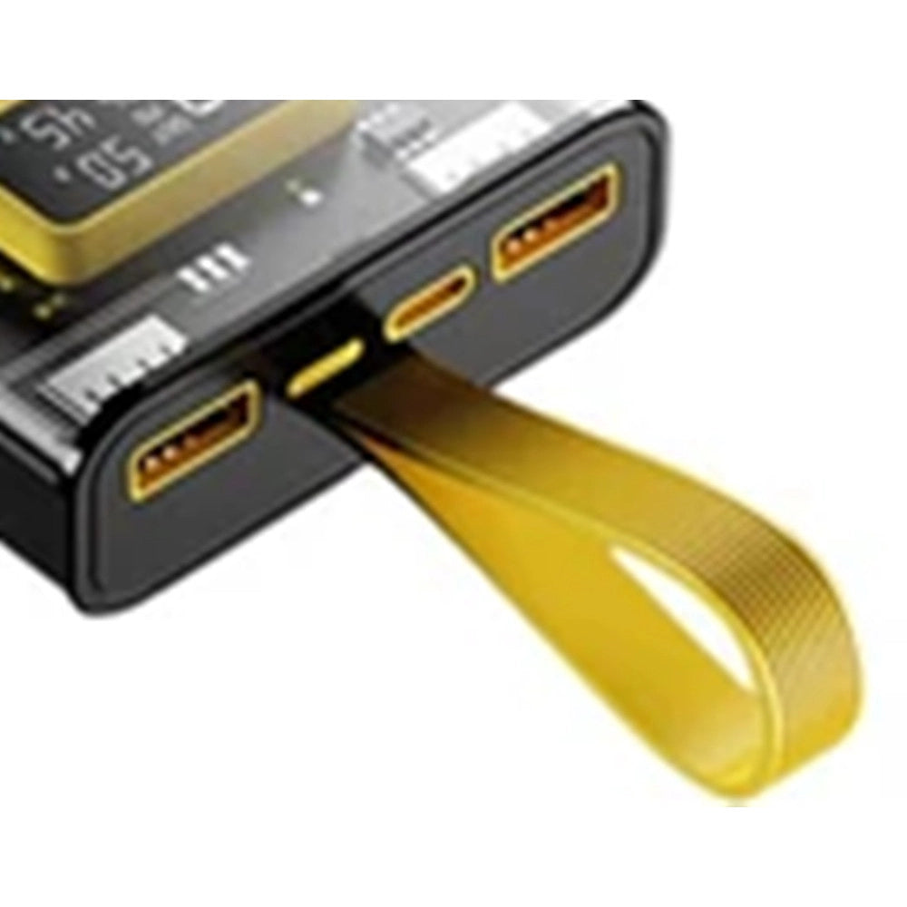 Trade Shop - Power Bank Portatile Design Trasparente Con Cavi Ricarica Integrati 12000 Mah Q-dc468 -