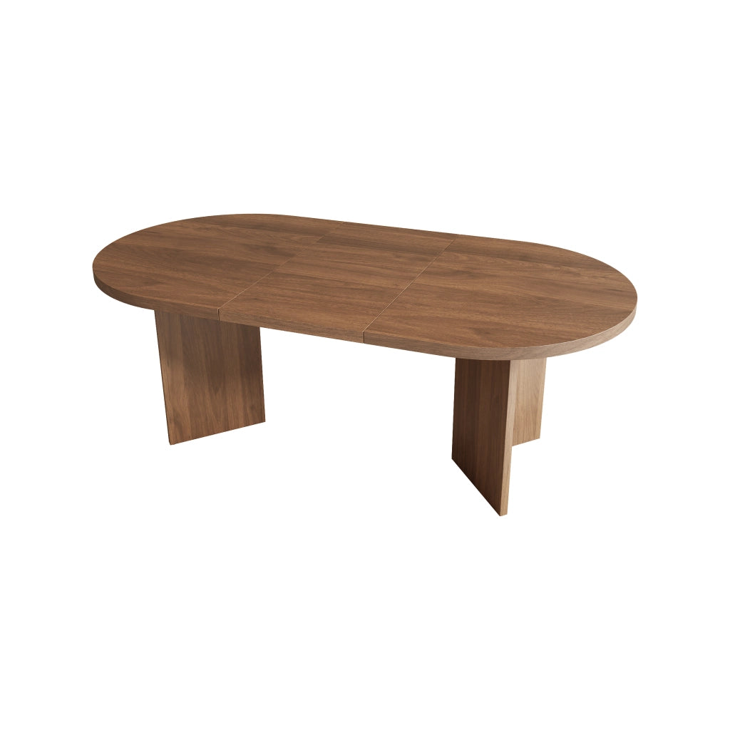 Tavolo da pranzo ovale 160x80x75 cm per 6-8 persone; piano spesso 18 mm con angoli arrotondati; MDF effetto noce