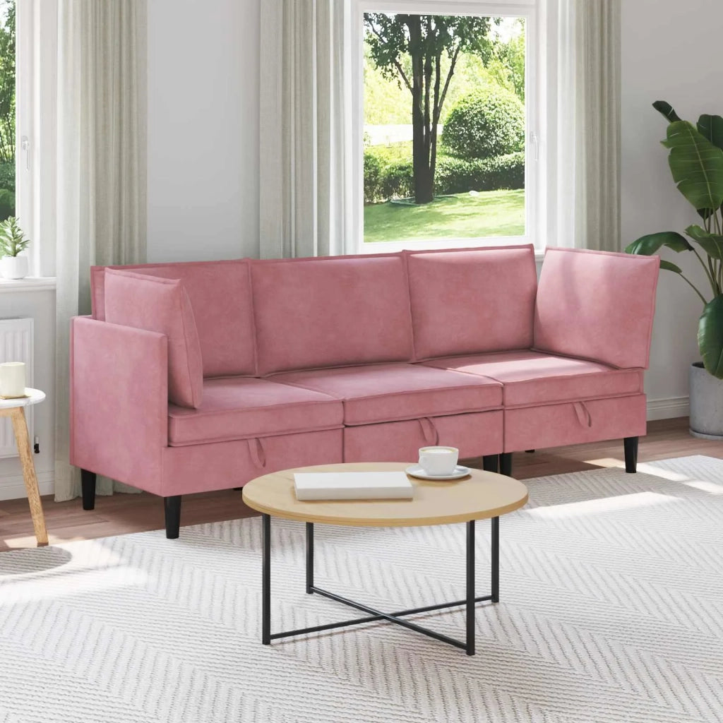 Set di mobili per il soggiorno con cuscino 3 pcs Rosa Velluto 3413743