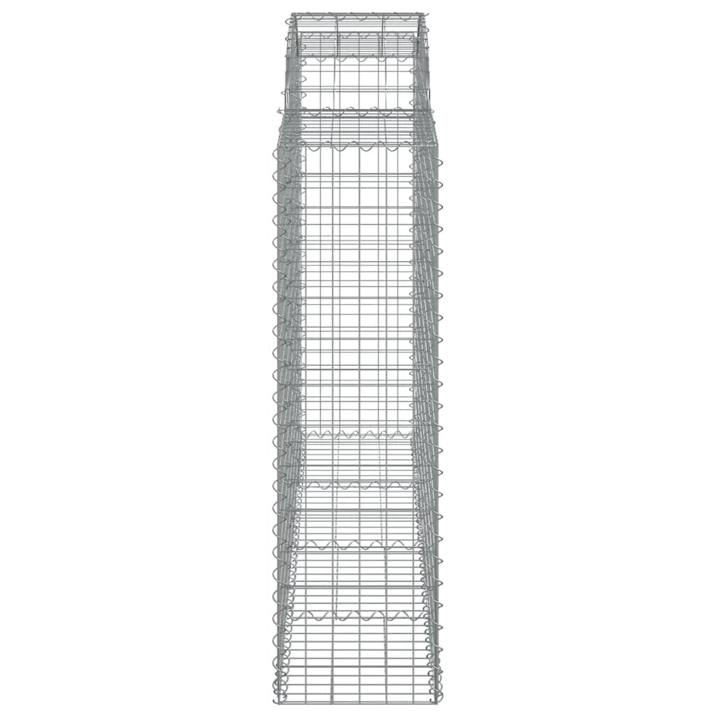 Cestini gabbioni recinzione a gabbia muro di contenimento ad arco 6 pezzi 200 x 50 x 140/160 cm ferro zincato argento 02_0040999