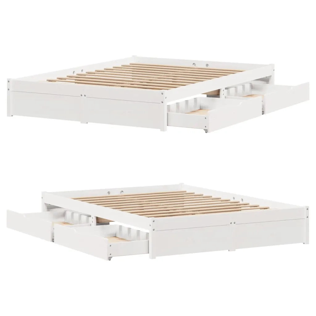 Letto senza Materasso-Struttura Letto Bianco 140x190 cm Legno Massello di Pino 195375