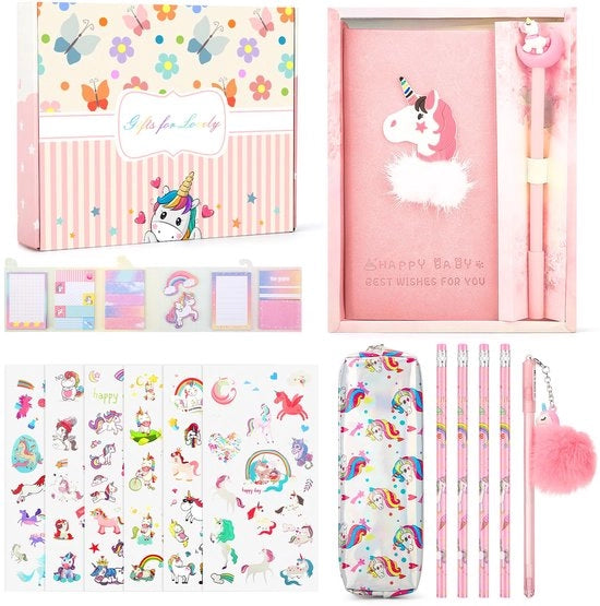 Set di stazioneery regalo per bambine Unicorn, regali per bambine di 5 6 7 8 9 10 11 anni, set di stazioneery Unicorn con astuccio Unicorn, rosa