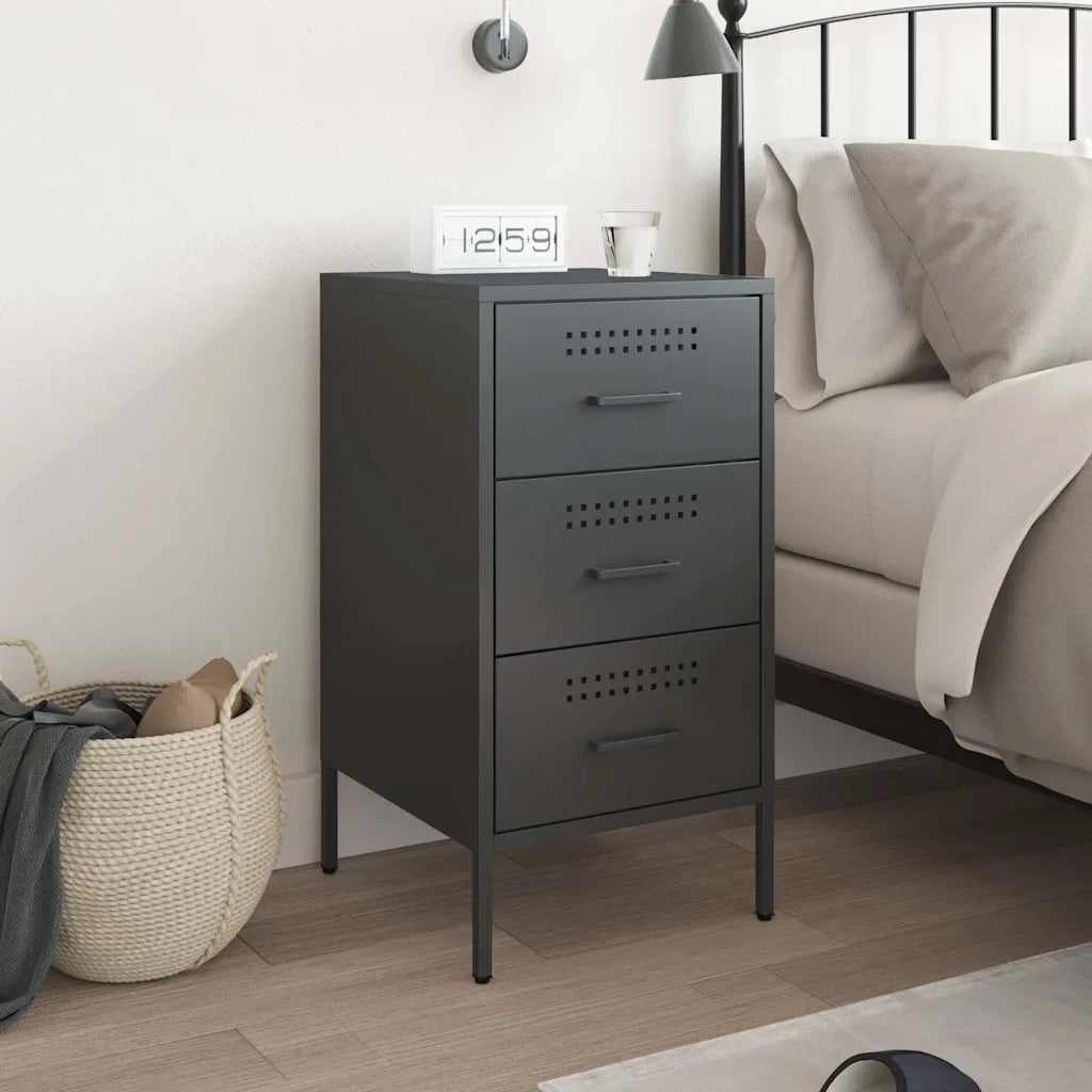 Comodino Nero 36x39x68 cm in Acciaio 843078